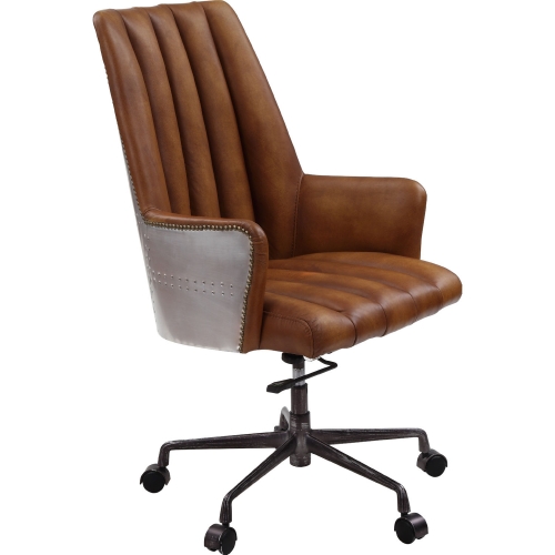 Salvol Office Chair in Sahara Leather & Aluminum