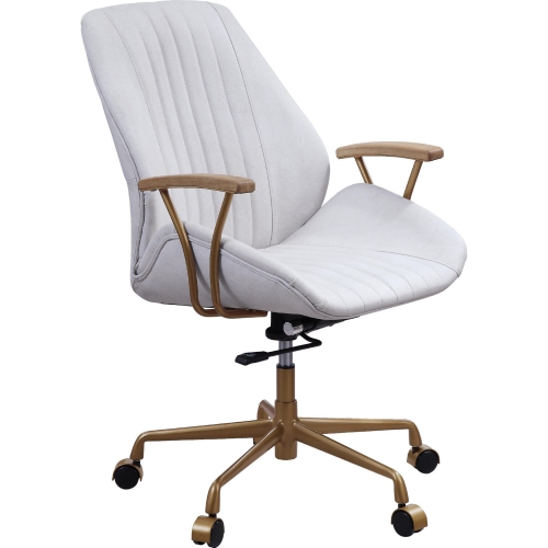 Argrio Swivel Office Chair in Vintage White Top Grain Leather