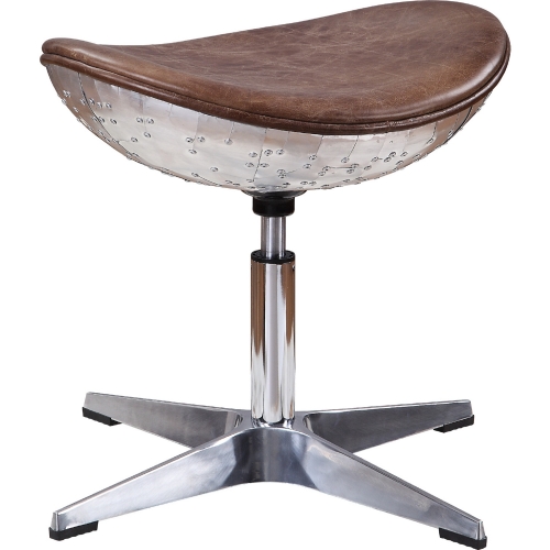 Brancaster Stool in Retro Brown Top Grain Leather & Aluminum