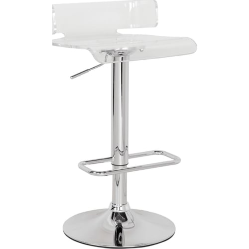 Rania Adjustable Stool w/ Swivel in Clear & Chrome