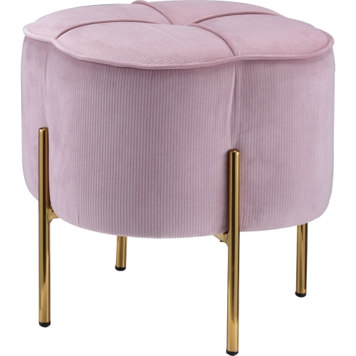 Bergia Ottoman in Blush Pink Velvet & Gold Metal