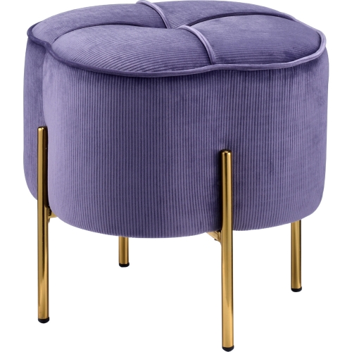 Bergia Ottoman in Lavender Velvet & Gold Metal