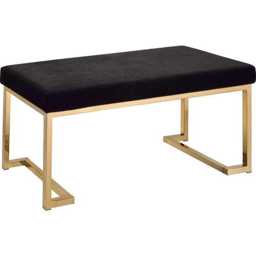 Boice Bench in Black Fabric & Champagne