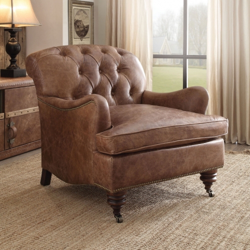 Durham Accent Chair in Retro Brown Top Grain Leather