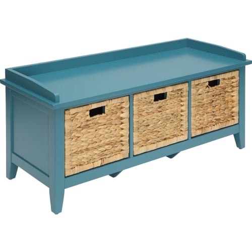 Flavius Bench w/ Storage in Teal w/ Baskets