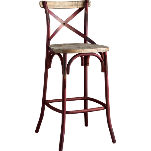 Zaire Bar Chair in Walnut & Antique Red Metal