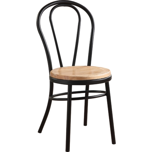 Jakia Dining Chair in Black Metal & Natural Wood (Set of 2)