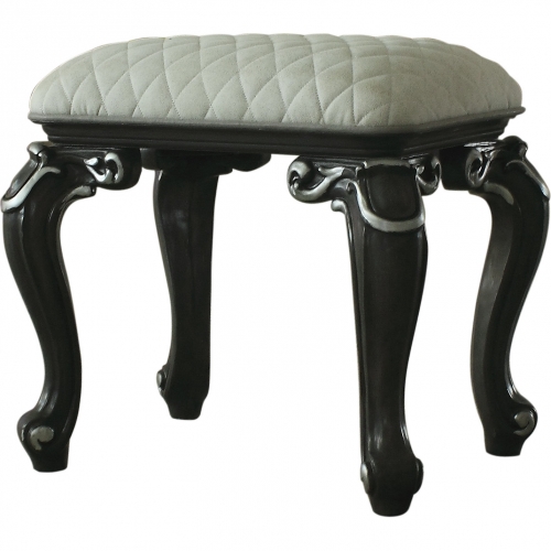 House Delphine Stool in Two Tone Ivory Fabric & Charcoal Gray