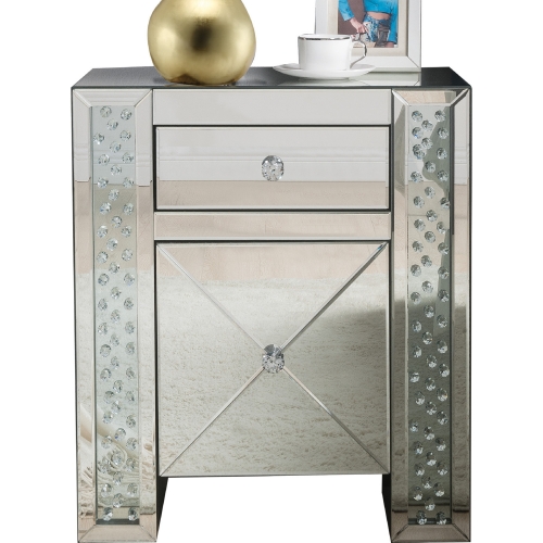 Maisha Nightstand in Mirror & Faux Crystals