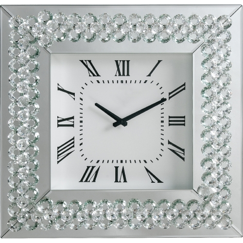 Lotus Wall Clock in Mirror & Faux Crystals