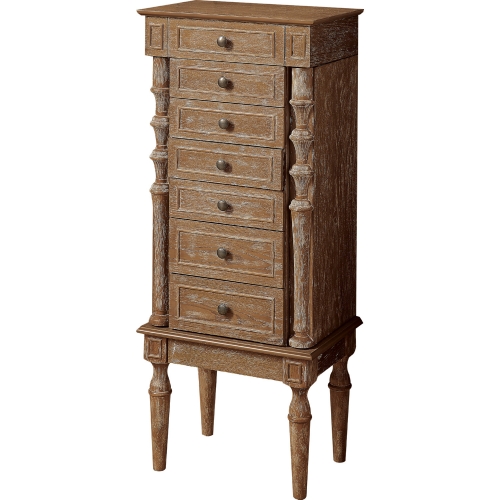 Taline Jewelry Armoire in Weathered Oak