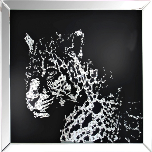 Nevina Wall Art in Mirror & Crystal Leopard