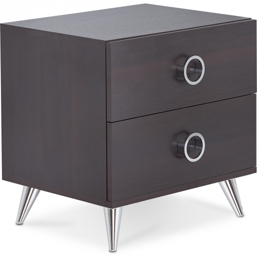 Elms Nightstand in Espresso & Chrome