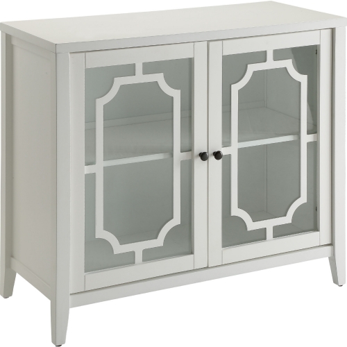 Ceara Console Table in White Finish Wood & Glass