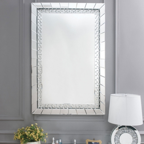 Nysa Accent Mirror in Mirrored Finish w/ Crystal Insert