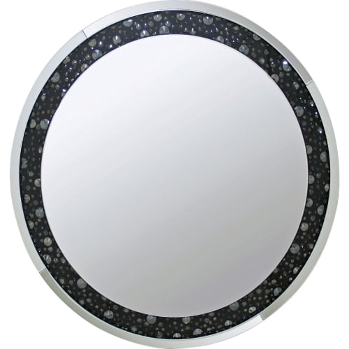 Noor Round Accent Mirror in Mirrored Finish w/ Crystals