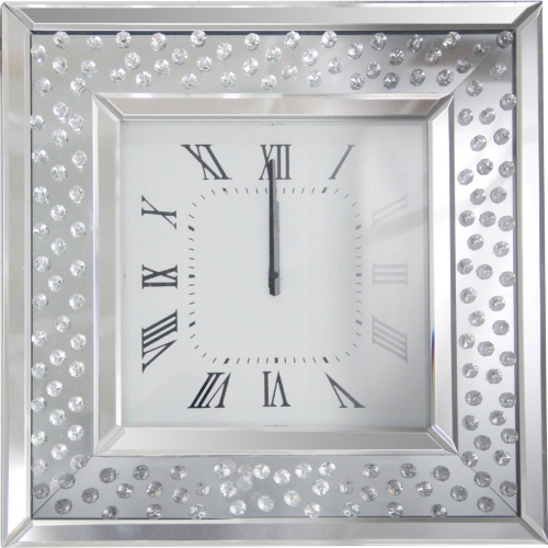 Nysa Wall Clock in Mirror & Faux Crystal