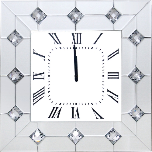 Hessa Wall Clock in Mirror & Faux Rhinestones