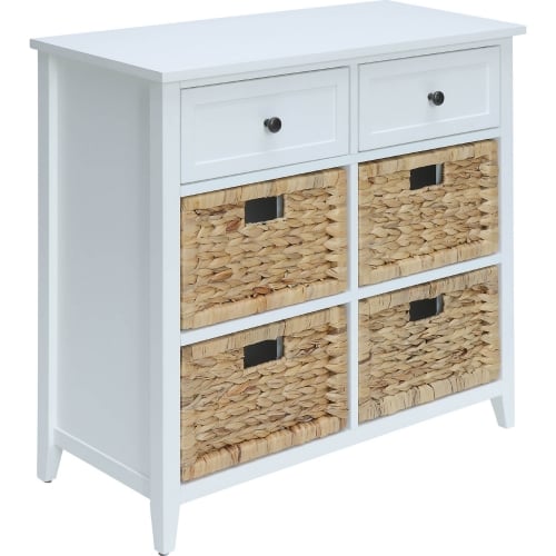 Flavius Console Table with 6 Drawers in White with Baskets