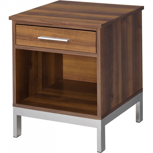 Sterret Nightstand in Walnut & Satin Plated