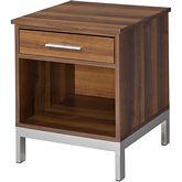 Sterret Nightstand in Walnut & Satin Plated