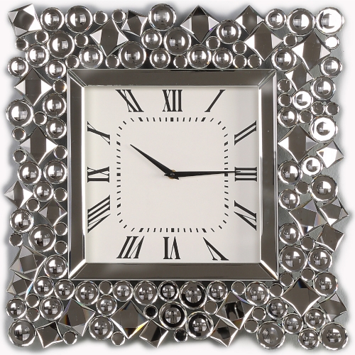 Kachina Mirrored Wall Clock w/ Faux Diamond Crystals