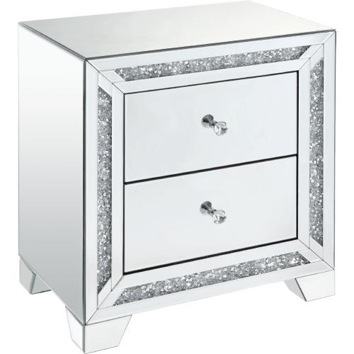 Noralie Nightstand in Mirror & Faux Diamond