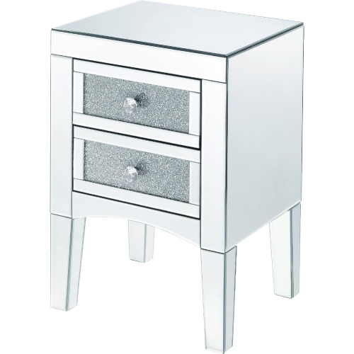 Nowles Nightstand in Mirror & Faux Stones