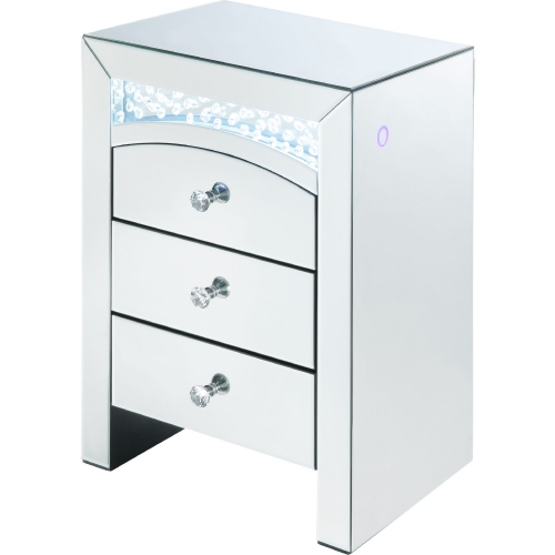 Nysa LED Nightstand in Mirror & Faux Crystals