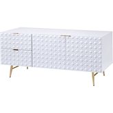 Maisey II 66" TV Stand Console in White & Gold