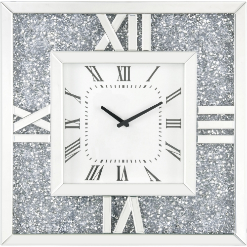 Noralie Wall Clock in Mirror & Faux Diamonds