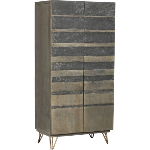 Beretta Armoire in Gray Stone & Ash Oak Finish Wood