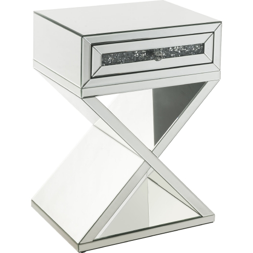 Noralie Accent End Table in Mirror & Faux Diamonds