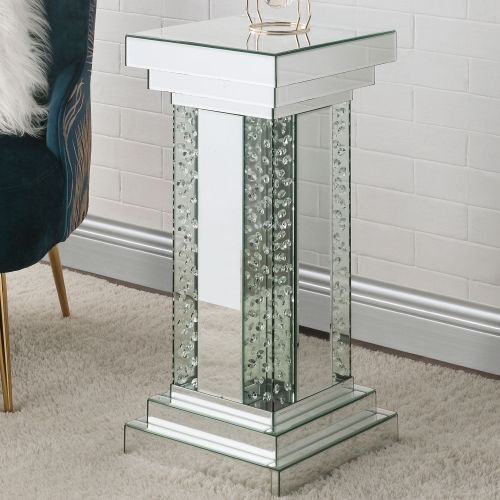 Nysa Pedestal in Mirror & Faux Crystals Inlay