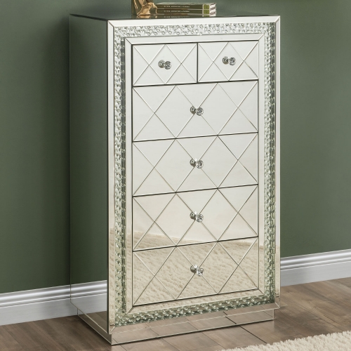 Nysa Cabinet in Mirror & Faux Crystals Inlay