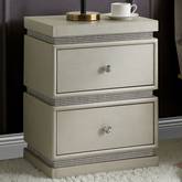 Lotus Accent End Table in Ivory Leatherette & Faux Diamonds