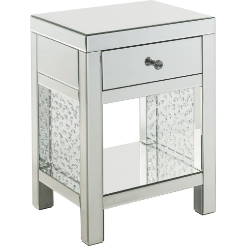 Nysa Accent End Table in Mirror & Faux Crystals Inlay