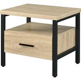 Yawan Accent End Table in Oak & Black Finish