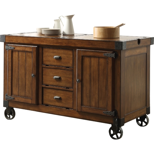 Kabili Kitchen Cart in Antique Tobacco Finish