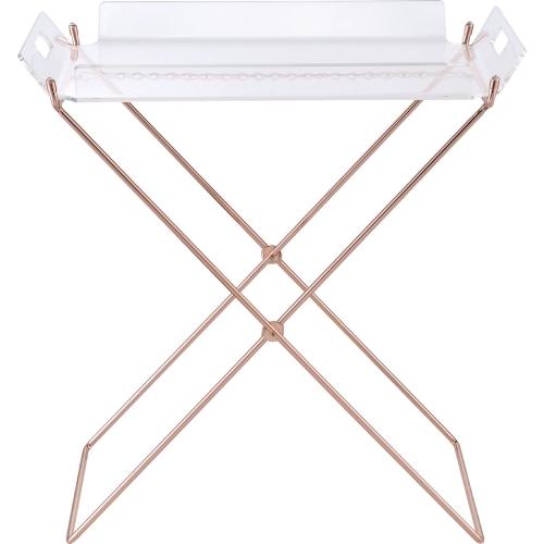 Cercie Tray Table in Clear Acrylic & Copper Metal