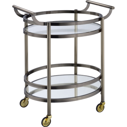 Lakelyn Serving Cart in Brushed Bronze & Clear Glass