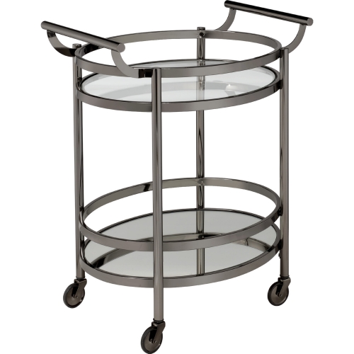 Lakelyn Serving Cart in Black Nickel & Clear Glass