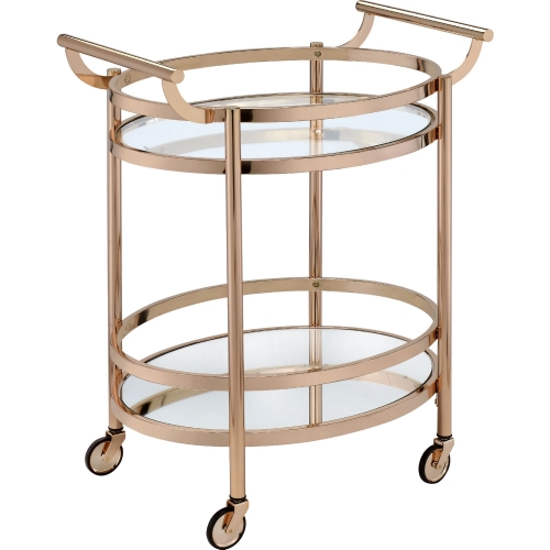 Lakelyn Serving Cart in Rose Gold & Clear Glass