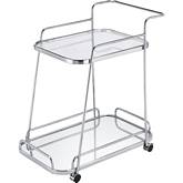 Aegis Serving Cart in Clear Glass & Chrome Finish