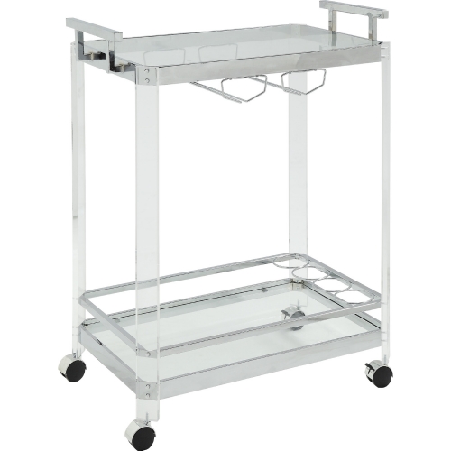 Araldo Serving Cart in Acrylic, Chrome & Glass