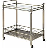 Matiesen Serving Cart in Antique Gold & Clear Glass