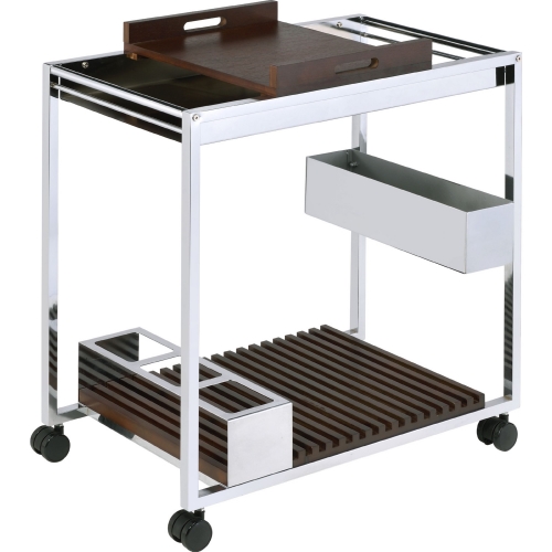 Lisses Serving Cart in Chrome & Wood