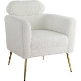 Connock Accent Chair in White Faux Sherpa & Gold Metal