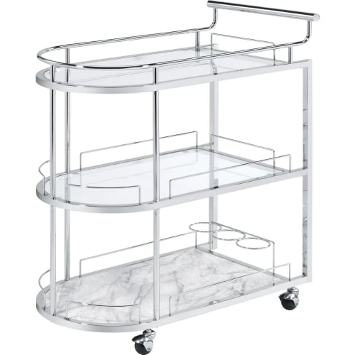 Inyo Serving Cart in Tempered Glass & Chrome