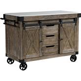 Alforvott Kitchen Island in White Marble & Weathered Gray